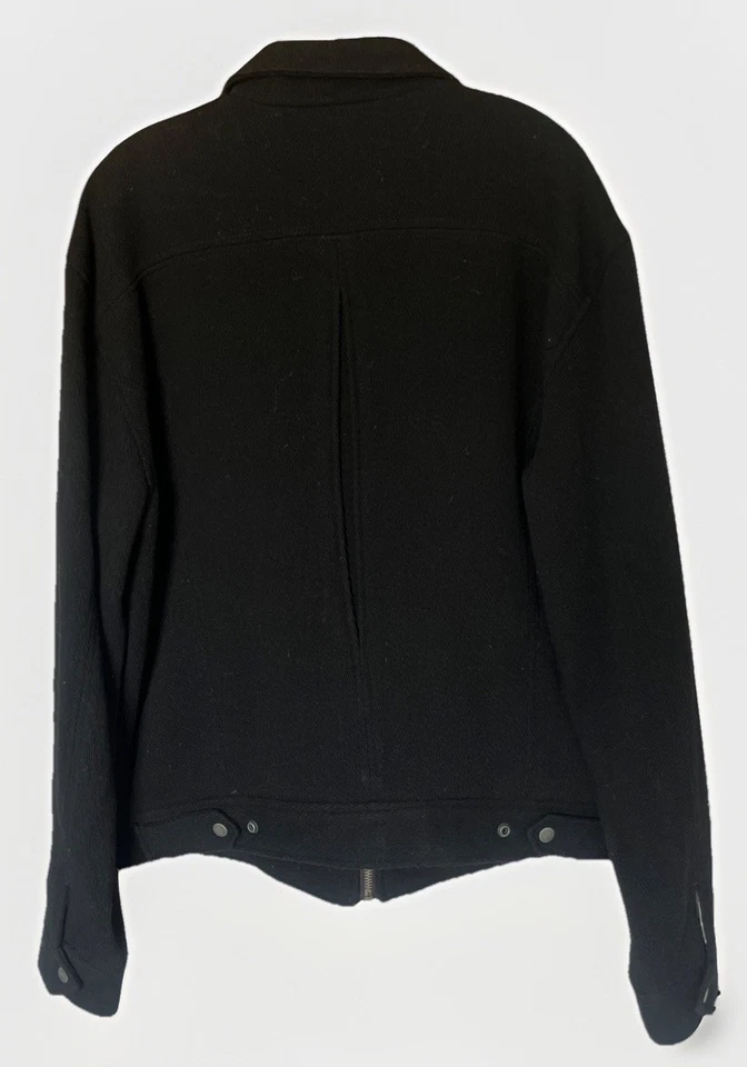 GUESS Wool Blend Pea Coat Mens Size XL Black Lined Full Zip Military Style Woven - Image 2 of 4