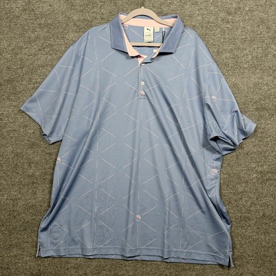 New Puma Arnold Palmer Mens Size XXL Geo Performance Golf Polo Shirt Blue NWT