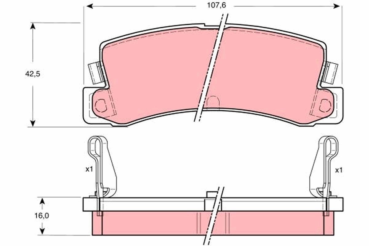 Plaquettes de frein GDB730 TRW anti-sifflement pour TOYOTA