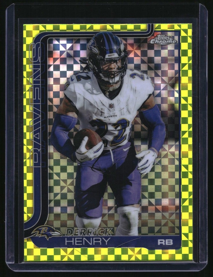 2025 Topps Chrome #25 Derrick Henry Lime Green X-Fractor Ravens