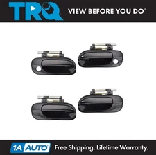 TRQ Door Handle with Keyhole Smooth Black Outer Outside Set of 4 for Sentra