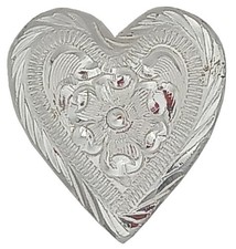 CLOSEOUT SALE: Engraved SP Heart Saddle Conchos. 5/8, 3/4, 1.