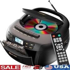 Bluetooth CD Cassette Player W/ AM FM Radio Dual Speakers Portable Audio New