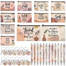 36 Pcs Christian Gifts for Bulk Christian Makeup Bags Religious Keychain Bibl...