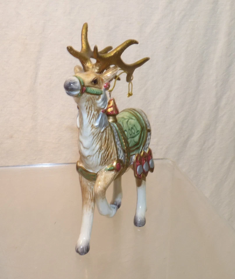 Vtg 2001 Fitz & Floyd Classics REINDEER Porcelain Xmas Tree Ornament w/ Box READ - Image 3 of 4