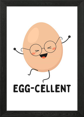 Ei-Top Cartoon Ei mit Glasse gerahmtes Wandbild Poster Leinwanddruck Bild