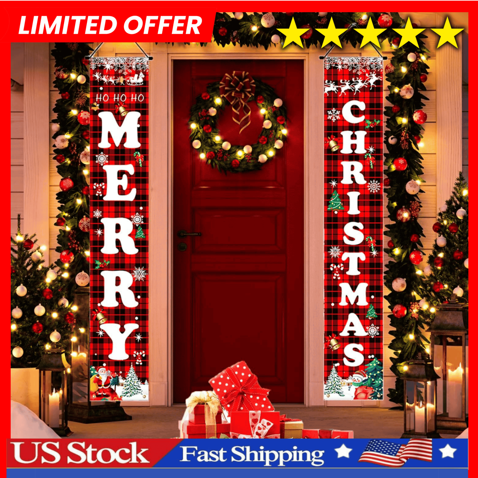 Christmas Decorations Outdoor Yard, outside Front Porch Sign Set 2 Pack FREESHIP