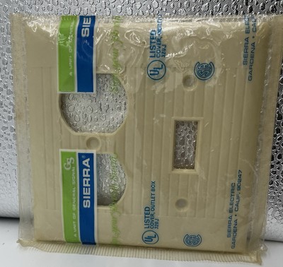 SEALED Sierra Bakelite Electric Combo Outlet Wall Switch Plate Cover Ivory Rib