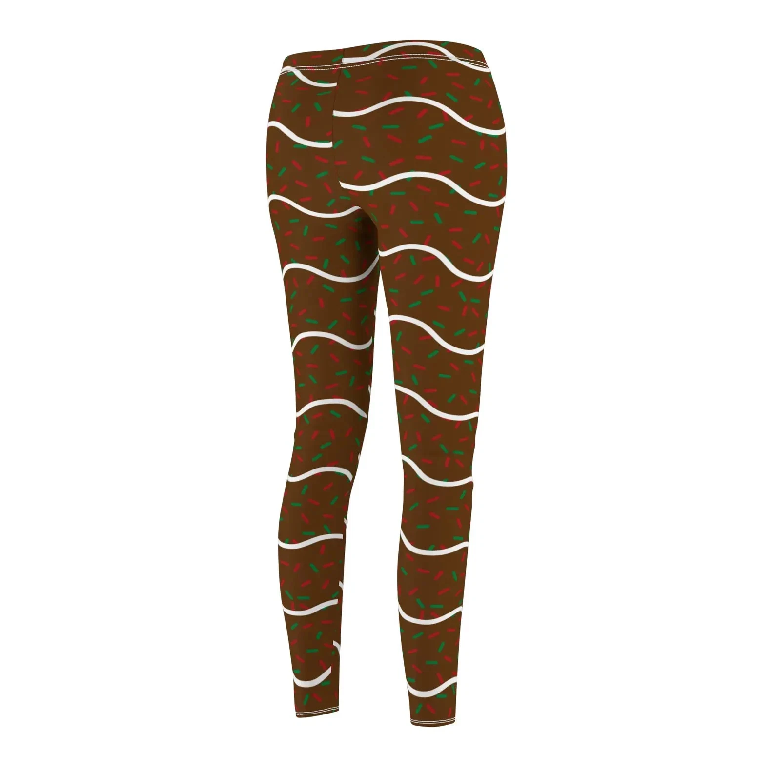 Stretchy Christmas Tree Chocolate Leggings Women Holiday Xmas Printed Pants