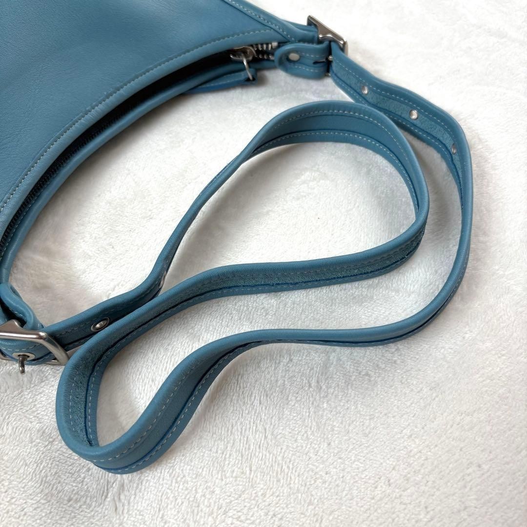 Old Coach Becket Shoulder Bag 9950 Vintage Blue Leather Flap Crossbody image 6
