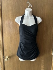 Lands End size 6L 6 Long One Piece Swimsuit Swim Bathing Suit Black B26
