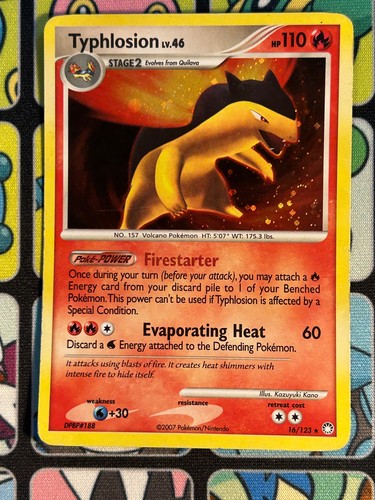 Typhlosion 16/123 Holo Rare Mysterious Treasures Pokemon Moderately Played