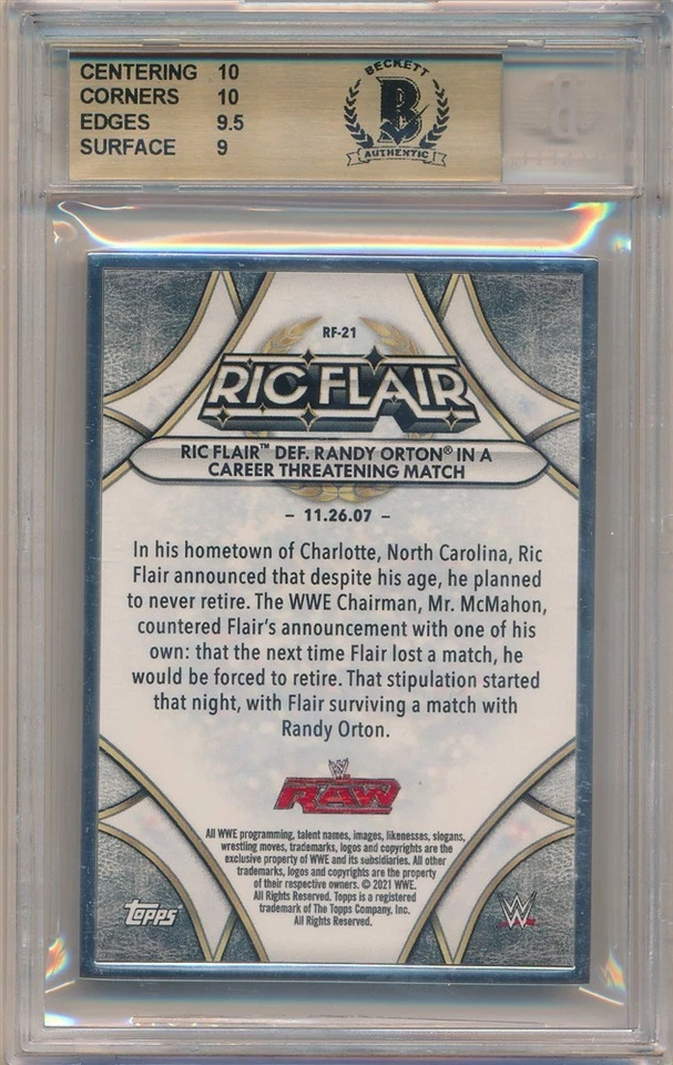 RIC FLAIR 2021 TOPPS WWE TRANSCENDENT TRIBUTE AUTOGRAPH AUTO #/50 BGS 9.5 GEM 10 - Image 2 of 2