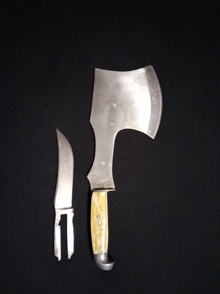 CUCHILLO WESTERN VINTAGE con COMBO DE HACHA PERSONALIZADO, sin funda. Foto 3 de 4