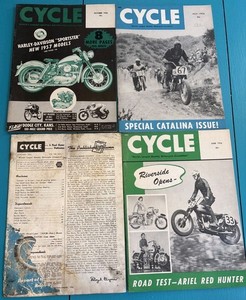 1956 Cycle Magazine Lot 4 June July October January Harley Sportster Catalina
