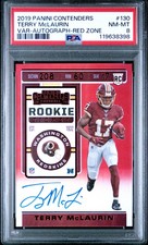 2019 CONTENDERS VARIATION-AUTO-RED ZONE #130 TERRY MCLAURIN ROOKIE RC PSA 8