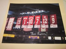 TED LINDSAY SIGNED AUTO RED WINGS BANNER NIGHT 8X10 PHOTO DECEASED HOF