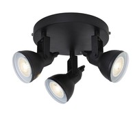 Deckenlampe Spot Flexibel Schwarz Ø30 Cm GU10 3-Flammig Strahler Leuchte BüRo