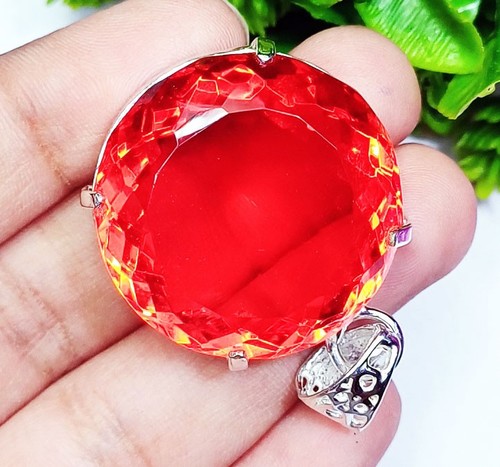 Saphir Naturel Orange-Rouge 18.00 Carats - Taille Ronde, Certifié AGL (Sri Lanka)