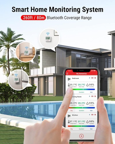 ThermoPro TP357 Bluetooth 80m Hygrometer Innen Raumthermometer Digital Mini App - Bild 7 von 12