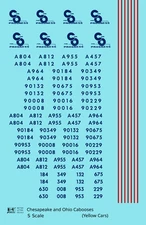 K4 S Scale Decals Chesapeake and Ohio C&O Yellow Caboose Blue and Red