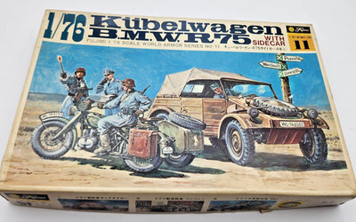 Vintage Fujimi Model World Armor Series No11 Kubelwagen & BMW Motorcycle Sealed