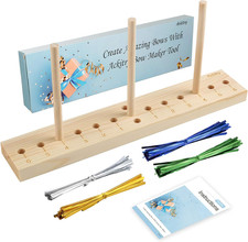 Extended Bow Maker for Ribbon for Wreaths, Wooden Ribbon Bow Maker with Twist Ti