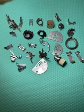 Vintage Singer Sewing Machine Parts Mixed Brand, Lot Feet, Serger, Bobbin Cases