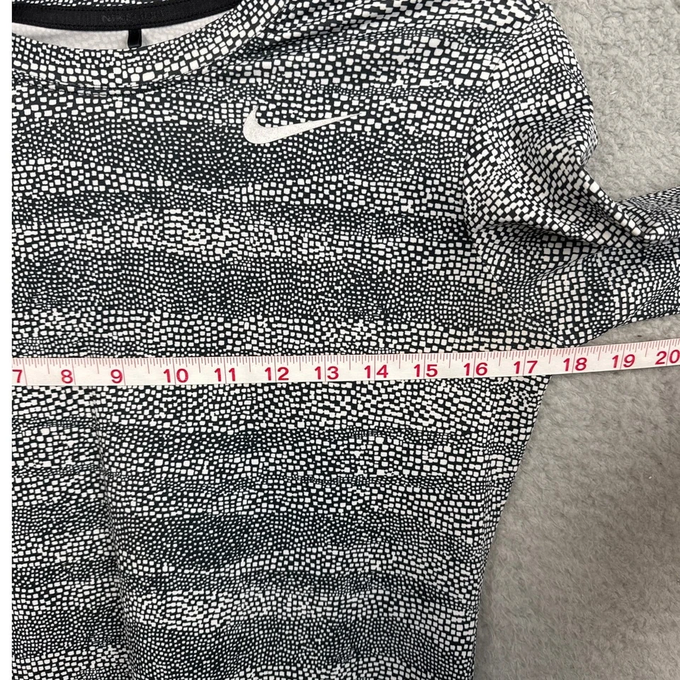 Camisa de golf para mujer Nike negra blanca abstracta a lunares camisa de rendimiento talla PL Foto 3 de 4