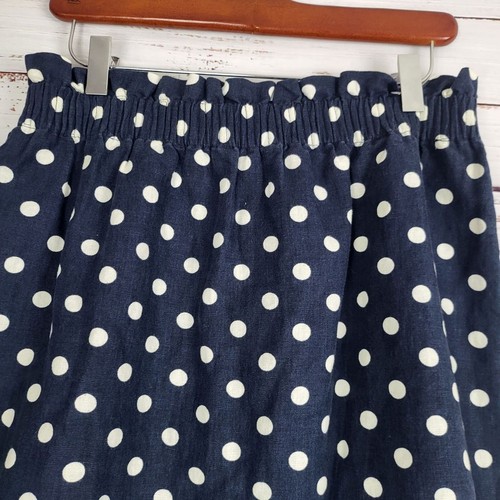 J Crew Mini Skirt 6 Womens Blue White Polka Dot Lined Pockets Pull On - Picture 4 of 6