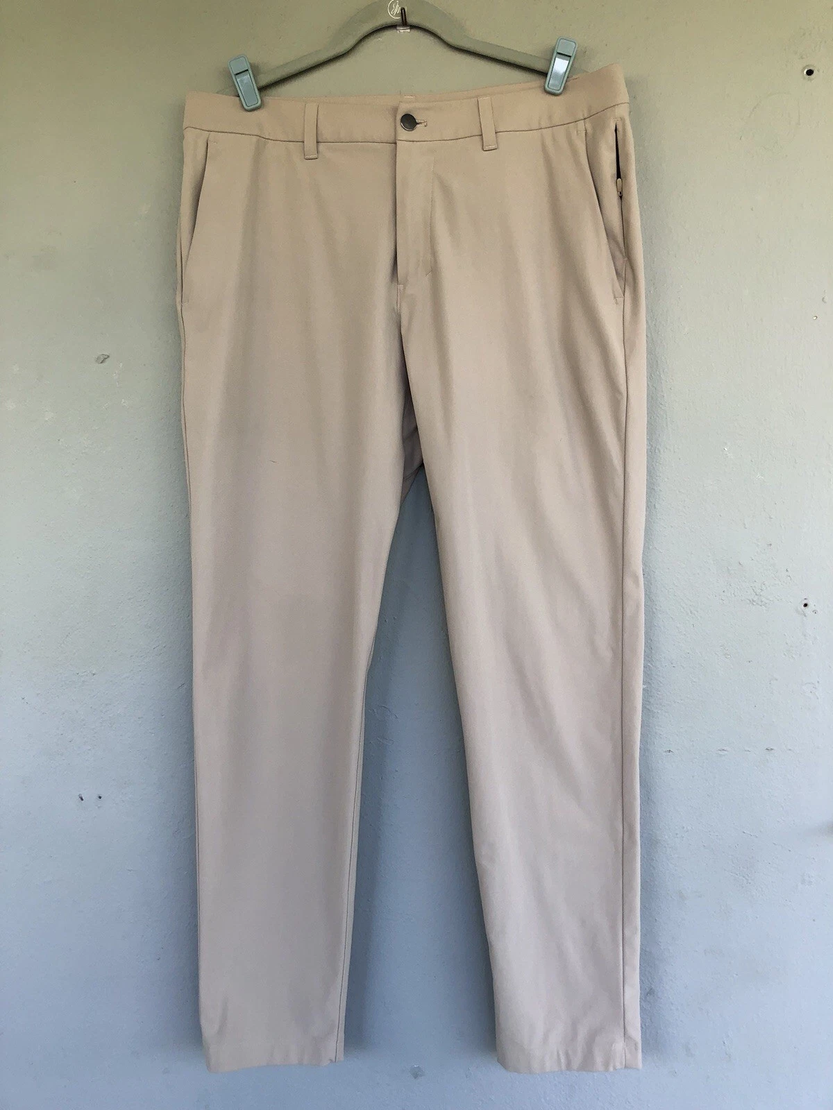 Lululemon ABC Pants Mens 34 Beige Slim Fit Warpstreme Chino Trouser Trench
