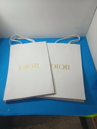 Sac shopping papier Dior classique blanc moyen 15” x 10” de haut impeccable