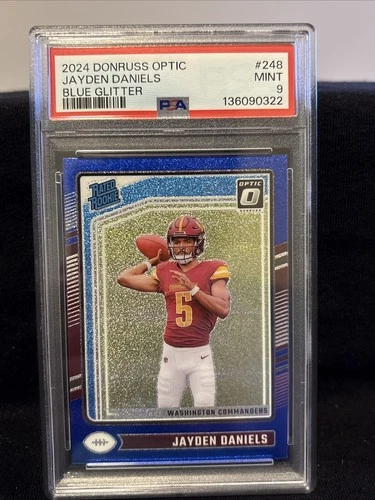 2024 Panini Donruss Optic Rated Rookie Jayden Daniels Blue Glitter PSA 9