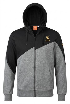 Puma Usain Bolt Zip Up Hoodie Men s Medium Black Gray Orange Logo Track Jacket