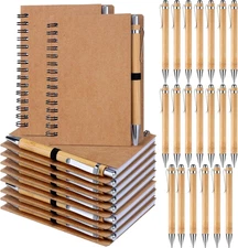 20 Set Notebook with Pen Bulk Appreciation Gifts, Spiral Kraft Pocket...