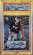 KONNOR GRIFFIN 2023 PERFECT GAME METAL AUTOGRAPH BLUE MOJO 1/1 PSA 9