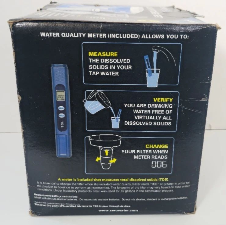 ZEROWATER 5 Stage 12-Cup Ready Pour PITCHER Travel Tumbler Extra Filter & Meter - Image 4 of 4