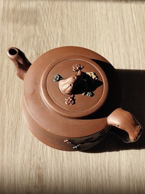 宜兴老紫砂顾锡仙梅花壶Vintage Chinese Yixing Purple Clay Zisha