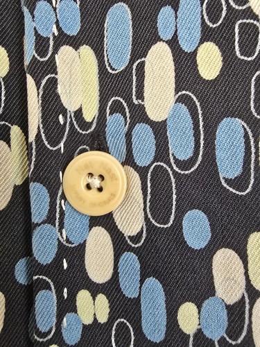 Camisa De Colección Nat Nast Lujo Originales de Seda Hombres L Punto Azul Limitada Atómica Retro MCM - Imagen 5 de 10