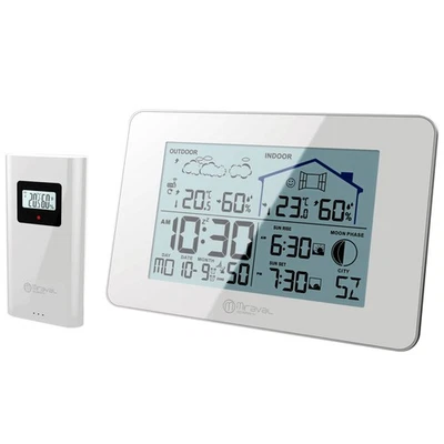 LCD Funk-Wetterstation mit Außensenor Wecker Funkuhr Kalender Vorhersage Hygro - Bild 1 von 4