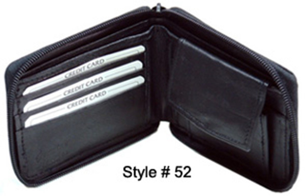Men's Black Genuine Leather Bifold Wallet - RFID Blocking, Credit Card Slots, ID Window & Coin Zip Pocket
