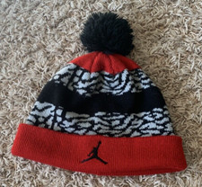 Youth AIR JORDAN JUMPMAN Beanie w/Black Pom, Red, Black One Size Fits All, Cuff