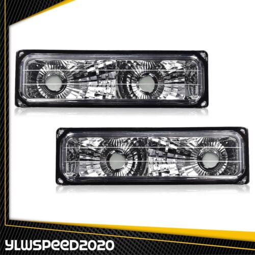 Pair Chrome Bumper Lamps Fit For 1994-98 C10 C/K Tahoe Silverado Pickup Suburban