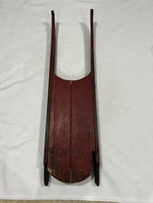 Vintage 1800s Old Red Paint Wood Sled With Cast Iron Runners Solid Condition