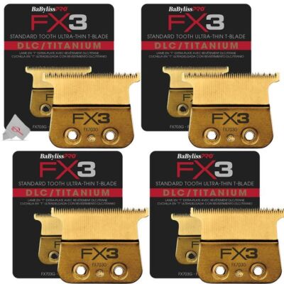 4x Babyliss Pro FX703G FX3 DLC Titanium Ultra-Thin Blade Zero Gap Blade