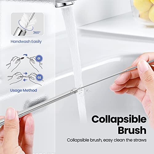 4 Pack Portable Reusable Metal Straw Collapsible Stainless Steel Drinking Straw - Picture 4 of 7