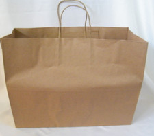 Lot of 12 - Uline Recycled Brown Paper Shopping Bags Kraft 16" x 12" x "6
