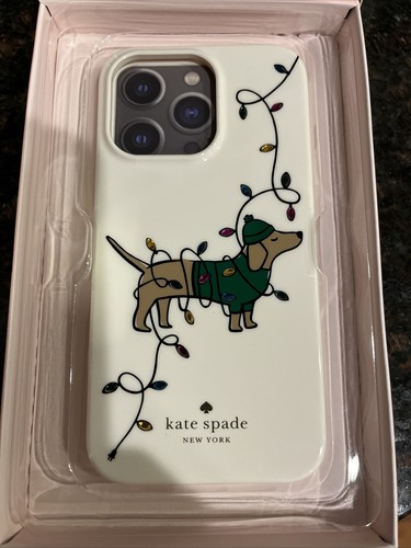 New Kate Spade Claude Dog Holiday Lights iPhone 13 PRO phone case - Photo 3 sur 3