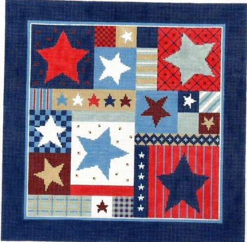 Susan Roberts Cube Lace Patriotic Quilt Handpainted Needlepoint Canvas