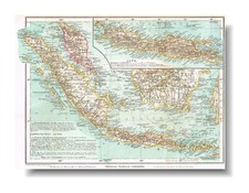 MALAYSIA INDONESIA SINGAPORE  Original Antigue Map 1914 SOUTH EAST ASIA MAP